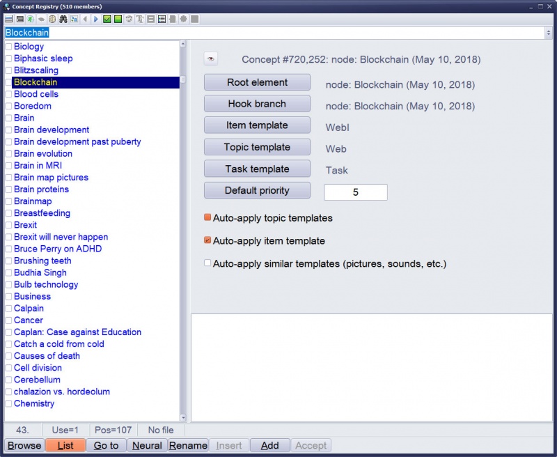 SuperMemo: Concept registry which you can use to execute neural review on selected members and change their properties